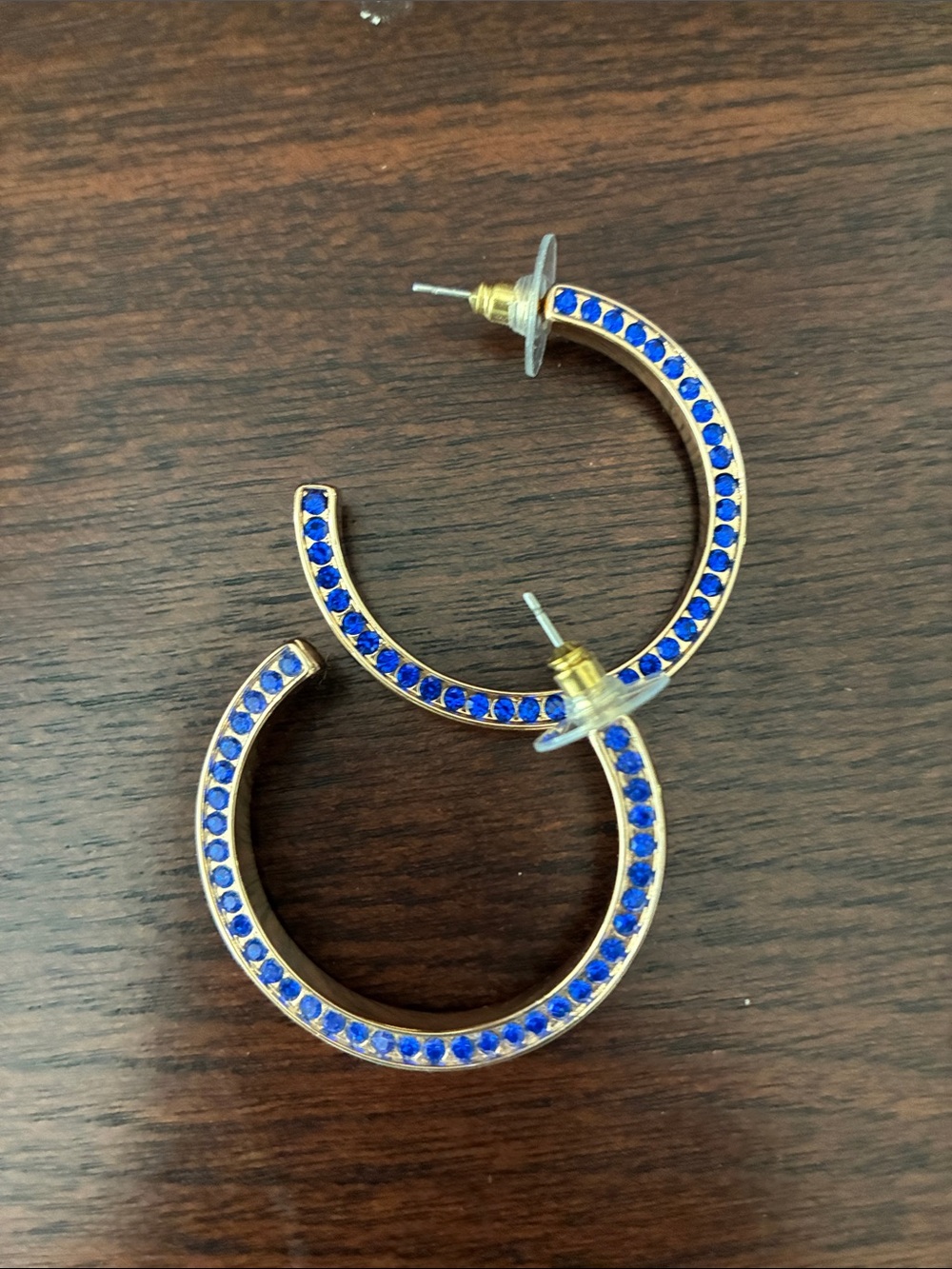 Park Lane Gold-Tone Hoop Earrings with Royal Blue Stones